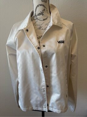 Unisex Vans Cream Coach Jacket with Black Logo